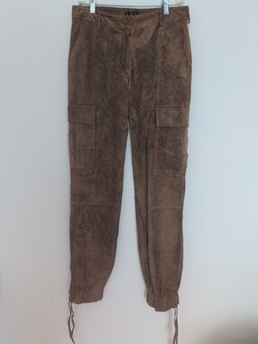 INC Women's Brown Leather Cargo Jogger Pants